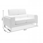 Καναπές Shea pakoworld 2θέσιος PU ivory inox 158x80x87εκ c484243