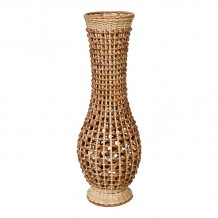 Βάζο Gucre Inart ξύλο rattan pe σε φυσική απόχρωση Φ25x70εκ c484351