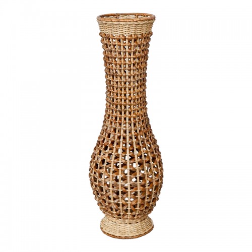 Βάζο Gucre Inart ξύλο rattan pe σε φυσική απόχρωση Φ25x70εκ c484351