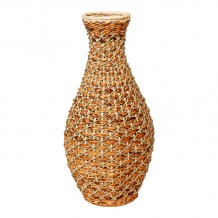 Βάζο Gucre I Inart ξύλο rattan pe σε φυσική απόχρωση Φ30x70εκ c484377