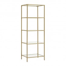 Ραφιέρα μεταλλική με γυάλινη επιφάνεια Letus pakoworld σε χρυσή απόχρωση 40x30x125εκ c484467