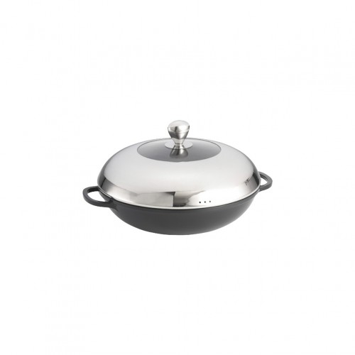 Κατσαρόλα WOK Cast Al INOX με καπάκι Induction 3 4lt φ33x19cm TableCraft c484530