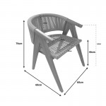 Πολυθρόνα Wolly pakoworld teak ξύλο και pe σχοινί σε φυσική απόχρωση 60x60x76εκ c484644