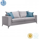 Καναπές Verona 3θέσιος ανοιχτό γκρι ύφασμα με μαξιλάρια σε μπλε απόχρωση 225x93x100εκ c484657