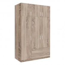 Ντουλάπα τρίφυλλη με συρτάρια Royal pakoworld σε sonoma απόχρωση 150x58x230εκ c484798