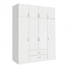 Ντουλάπα τετράφυλλη με συρτάρια Royal pakoworld σε λευκή απόχρωση 200x58x230εκ c484806