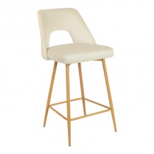 Σκαμπό μπαρ Murde pakoworld μπεζ βελούδο ύφασμα και μεταλλικά πόδια σε φυσική απόχρωση 47x52x96εκ c485106