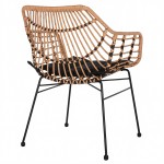 Πολυθρόνα Κήπου ArteLibre AFINIUS Φυσικό Μαύρο Rattan Μέταλλο 58 5x60 5x80cm c485201