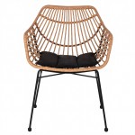 Πολυθρόνα Κήπου ArteLibre AFINIUS Φυσικό Μαύρο Rattan Μέταλλο 58 5x60 5x80cm c485201