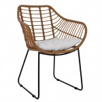 Πολυθρόνα Κήπου ArteLibre ABURIUS Φυσικό Μαύρο Rattan Μέταλλο 63x60x83 5cm c485202