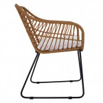 Πολυθρόνα Κήπου ArteLibre ABURIUS Φυσικό Μαύρο Rattan Μέταλλο 63x60x83 5cm c485202