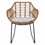 Πολυθρόνα Κήπου ArteLibre ABURIUS Φυσικό Μαύρο Rattan Μέταλλο 63x60x83 5cm c485202