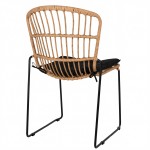 Καρέκλα Κήπου ArteLibre ALFENUS Φυσικό Μαύρο Rattan Μέταλλο 50x55x84cm c485204