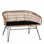 Καναπές Κήπου ArteLibre ARVENIUS Φυσικό Μαύρο Rattan 124x57x77cm c485208