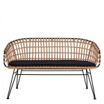 Καναπές Κήπου ArteLibre ARVENIUS Φυσικό Μαύρο Rattan 124x57x77cm c485208