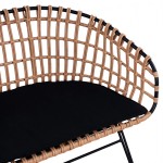 Καναπές Κήπου ArteLibre ARVENIUS Φυσικό Μαύρο Rattan 124x57x77cm c485208