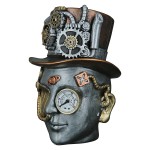 Διακοσμητικό ArteLibre Steampunk Γυναικείο Πρόσωπο Ασημί Polyresin 18x16x20cm c485396