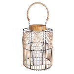 Φανάρι ArteLibre Φυσικό Μαύρο Rattan Μέταλλο 33cm c485720