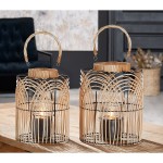 Φανάρι ArteLibre Φυσικό Μαύρο Rattan Μέταλλο 33cm c485720