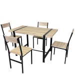 Σετ Τραπεζαρία 4 1 ArteLibre GUARDA Φυσικό Μαύρο MDF Μέταλλο 120x70x75cm c485910