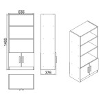 Βιβλιοθήκη ArteLibre EDGWARE Οξιά Μαύρο Μοριοσανίδα 63 6x37 6x140cm c486369