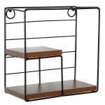 Ράφι Τοίχου ArteLibre SORRENO Μαύρο Καφέ MDF Μέταλλο 22x11x22cm c486661