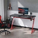 Γραφείο Gaming ArteLibre LEIA Μαύρο Κόκκινο Ξύλο Μέταλλο 140x65x75cm c486685