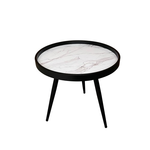 MARM SIDE TABLE MDF ΛΕΥΚΟ ΜΕ PATTERN MDF ΜΑΥΡΟ 49 5x49 5x52 E1 c487827