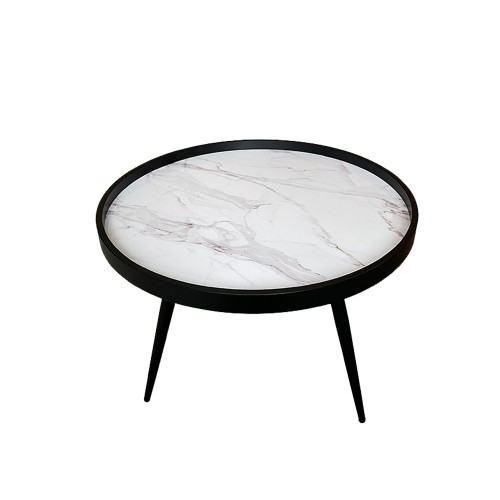 MARM COFFEE TABLE MDF ΛΕΥΚΟ ΜΕ PATTERN MDF ΜΑΥΡΟ 60x60x45 E1 c487828