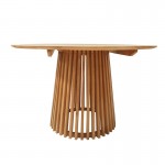 Τραπεζαρία 5τεμ Noody Kenda pakoworld teak ξύλο σε φυσική απόχρωση Φ120x75 c488000