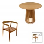 Τραπεζαρία 3τεμ Noody Kenda pakoworld teak ξύλο σε φυσική απόχρωση Φ80x75 c488005