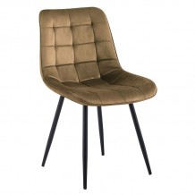 MYRIAM R Καρέκλα Τραπεζαρίας Μέταλλο Βαφή Μαύρο Ύφασμα Velure Απόχρωση Cappuccino SET 4τμχ c488032