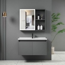 IDEA 1 Set Έπιπλο Κρεμαστό Μπάνιου Γκρι Καθρέπτης LED Πάγκος με Νιπτήρα και Μπαταρία 60x47x45cm c488033 IDEA 1 Set Έπιπλο Κρεμαστό Μπάνιου Γκρι Καθρέπτης LED Πάγκος με Νιπτήρα και Μπαταρία 60x47x45cm c488033