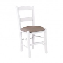 ΣΥΡΟΣ Καρέκλα Οξιά Βαφή Εμποτισμού Λάκα Άσπρο Κάθισμα Pu Cappuccino c488076