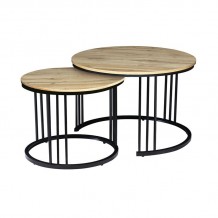 BOZZO Set2 Τραπεζάκια Σαλονιού-Καθιστικού Μέταλλο Μαύρο Απόχρωση Sonoma c488080