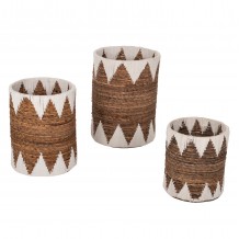 ΚΑΛΑΘΙΑ ΨΑΘΙΝΑ ΣΤΡΟΓΓΥΛΑ ΧΩΡΙΣ ΚΑΠΑΚΙ ΣΕΤ 3τμχ HM4307 ΣΕ ΦΥΣΙΚΟ-ΛΕΥΚΟ Φ42x56Υεκ c488355