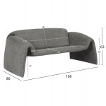 ΚΑΝΑΠΕΣ ΔΙΘΕΣΙΟΣ LAFORGE HM9680 01 ΜΕΤΑΛΛΙΚΟΣ ΣΚΕΛΕΤΟΣ-ΓΚΡΙ ΜΠΟΥΚΛΕ ΥΦΑΣΜΑ 160x80x63Υεκ c488434