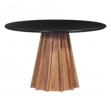 ΤΡΑΠΕΖΙ ΤΡΑΠΕΖΑΡΙΑΣ ΣΤΡΟΓΓΥΛΟ DRAXX HM9687 ΜΑΣΙΦ ΞΥΛΟ ΑΚΑΚΙΑΣ-ΕΠΙΦΑΝΕΙΑ ΜΑΥΡΟ ΜΑΡΜΑΡΟ Φ120x76Υεκ c488775