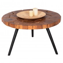 ΤΡΑΠΕΖΙ ΣΑΛΟΝΙΟΥ RIBBEN HM9553 ΞΥΛΟ SUAR ΦΥΣΙΚΟ-ΜΑΥΡΑ ΜΕΤΑΛΛΙΚΑ ΠΟΔΙΑ Φ80x45Υεκ c488801