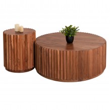 ΣΕΤ 2ΤΜΧ ΤΡΑΠΕΖΙΑ ΣΑΛΟΝΙΟΥ ΣΤΡΟΓΓΥΛΑ SEDGE HM11944 ΜΑΣΙΦ ΑΚΑΚΙΑ Φ90 Φ40εκ c488955