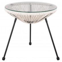 ΤΡΑΠΕΖΙ ΒΟΗΘΗΤΙΚΟ ALLEGRA HM5874 12 ΜΕΤΑΛΛΟ ΜΑΥΡΟ-ΣΥΝΘ RATTAN ΛΕΥΚΟ Φ47x45Yεκ c489246