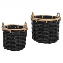 ΣΕΤ 2 ΚΑΛΑΘΙΑ POTTS HM4379 ΜΑΥΡO ΦΥΣΙΚΟ ΧΡΩΜΑ- CL RATTAN Φ61 Φ45εκ c489367