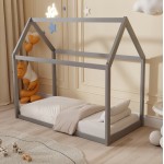 ΚΡΕΒΑΤΙ ΠΑΙΔΙΚΟ PEPE HM677 05 τ MONTESSORI ΞΥΛΟ ΠΕΥΚΟ ΓΚΡΙ- 190x90εκ c489438