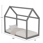 ΚΡΕΒΑΤΙ ΠΑΙΔΙΚΟ PEPE HM677 05 τ MONTESSORI ΞΥΛΟ ΠΕΥΚΟ ΓΚΡΙ- 190x90εκ c489438