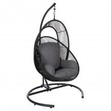 ΚΡΕΜΑΣΤΗ ΦΩΛΙΑ RULER HM6083 ΜΑΥΡΟ ΜΕΤΑΛΛΟ ΚΑΙ ΣΥΝΘ RATTAN-ΓΚΡΙ ΜΑΞΙΛΑΡΙ 120x110x190Υ c489555