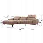 ΚΑΝΑΠΕΣ ΑΡΙΣΤΕΡΗ ΓΩΝΙΑ DIVYA HM3267 01L ΣΥΝΘ SUEDE ΑΝΟΙΧΤΟ ΚΑΦΕ 264x175x99Υεκ c489721
