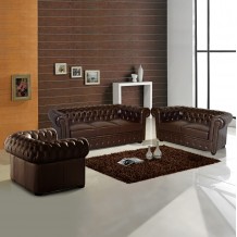 ΣΕΤ ΣΑΛΟΝΙ 2ΘΕΣΙΟ 3ΘΕΣΙΟ ΠΟΛΥΘΡΟΝΑ CHESTERFIELD ΣΚΟΥΡΟ ΚΑΦΕ c489726