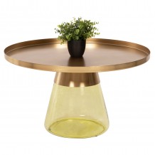 ΤΡΑΠΕΖΙ ΣΑΛΟΝΙΟΥ SCAL HM9724 ΒΑΣΗ ΠΡΑΣΙΝΟ ΓΥΑΛΙ-TOP ΧΡΥΣΟ ΜΕΤΑΛΛΟ Φ76x43 5Υεκ c489741