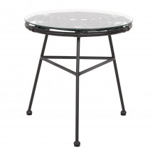 ΤΡΑΠΕΖΑΚΙ ΣΤΡΟΓΓΥΛΟ ΜΑΥΡΟ ΜΕΤΑΛΛΙΚΟ ALLEGRA HM5459 12 ΜΑΥΡΟ WICKER-ΓΥΑΛΙ Φ45x46Υεκ c489787