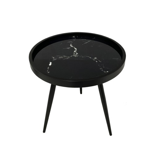 MARM SIDE TABLE ΜΑΥΡΟ ΜΕ PATTERN ΜΑΥΡΟ 49 5x49 5x52 c489816